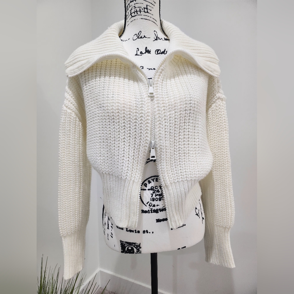 Knit zip cardigan